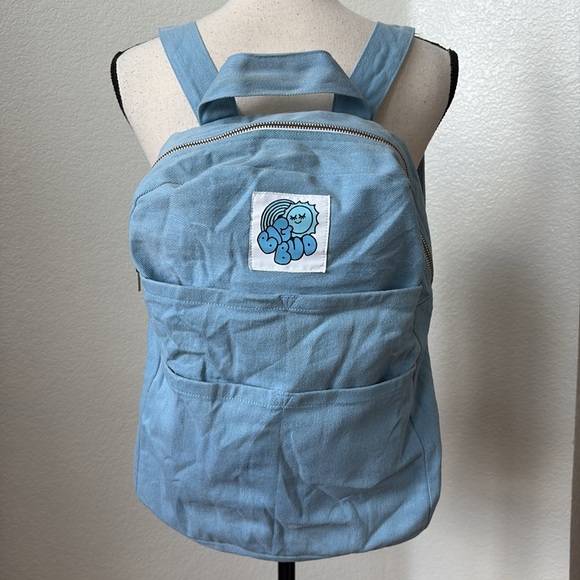Big Bud Press Baby Blue Backpack Knapsack Bag Made In L.A. Cotton Retro - Picture 1 of 9